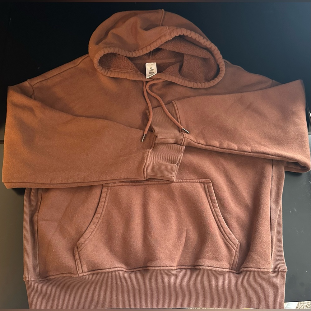 Members Mark Brown Fleece Hoodie with Kangaroo Front Pocket